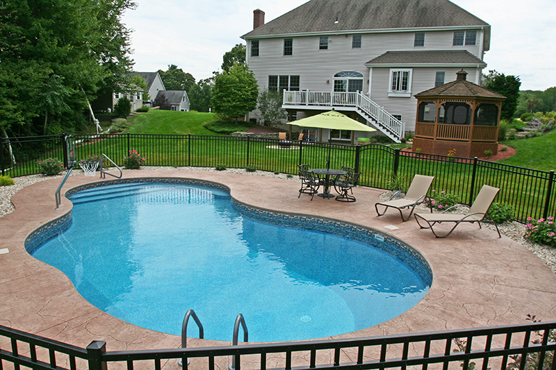Swimming pool and stamped concrete project example 214